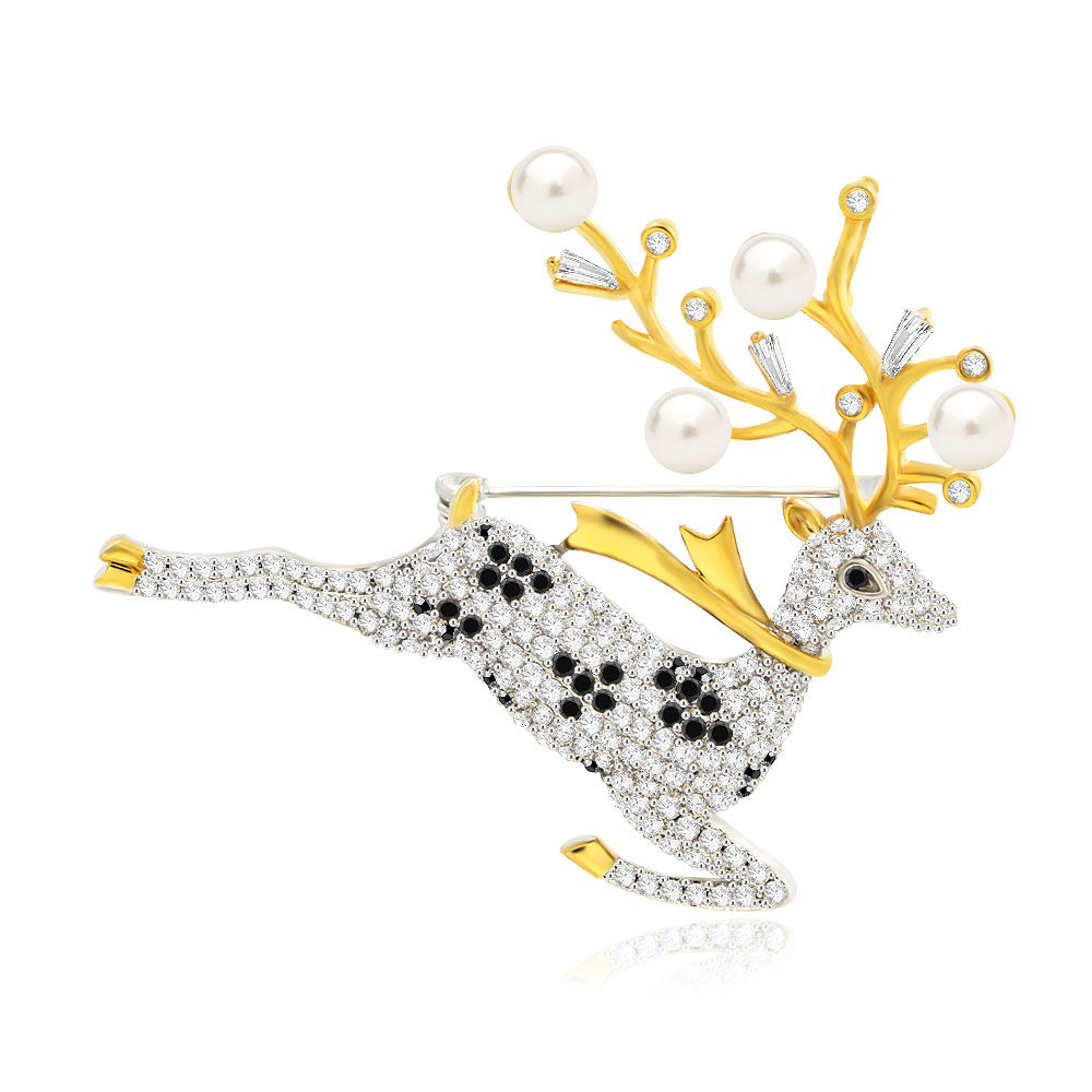 Gold Running Reindeer Brooch